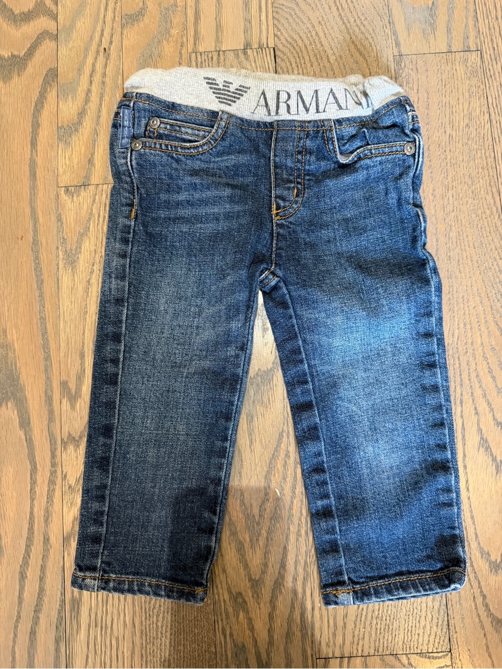 Emporio Armani Kids Blue Denim Jeans with Branded Waistband